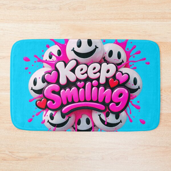 Item preview, Keep Smiling – Cute 3D Smiley Faces with Pink Splash designed and sold by IMuDesigner.