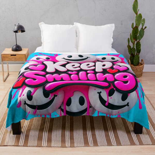 Item preview, Keep Smiling – Cute 3D Smiley Faces with Pink Splash designed and sold by IMuDesigner.