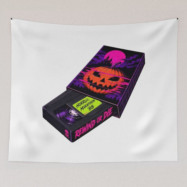 Item preview, Eighties Horror Cassette Sleeve Spooky Halloween Movie Marathon designed and sold by chattsuede.