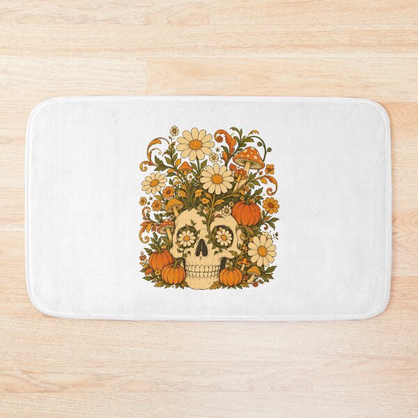 Item preview, Cottagecore Floral Pumpkin Skull Autumn Daisy Mushroom designed and sold by chattsuede.