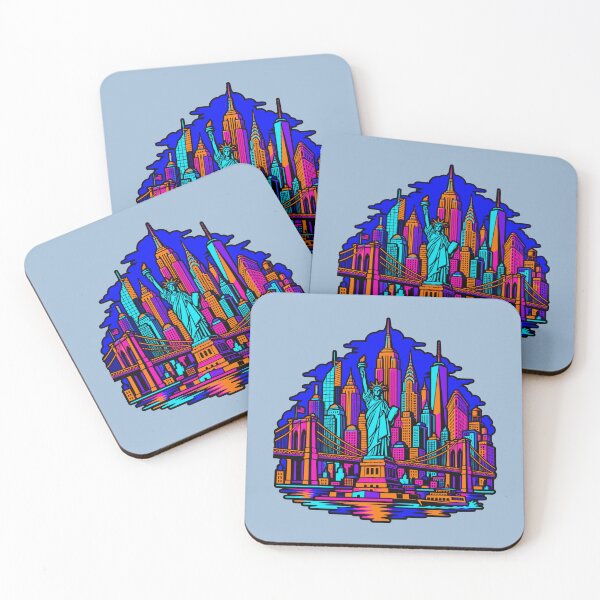 Item preview, New York City Skyline Neon Synthwave NYC Statue of Liberty designed and sold by KungPowUnicorn.