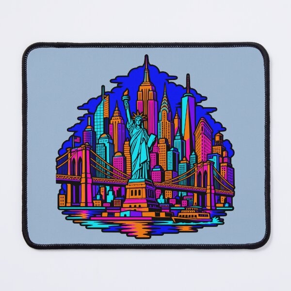 Item preview, New York City Skyline Neon Synthwave NYC Statue of Liberty designed and sold by KungPowUnicorn.