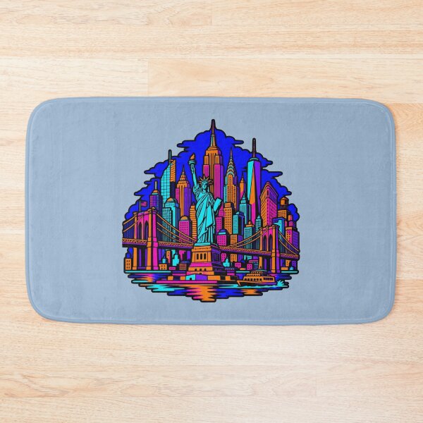 Item preview, New York City Skyline Neon Synthwave NYC Statue of Liberty designed and sold by KungPowUnicorn.