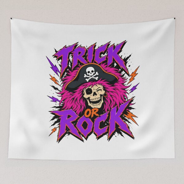 Item preview, Trick Or Rock Skull Glam Metal Halloween Pirate designed and sold by chattsuede.