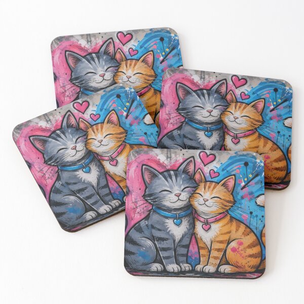 Item preview, Cats hugging under a heart designed and sold by karlosss.