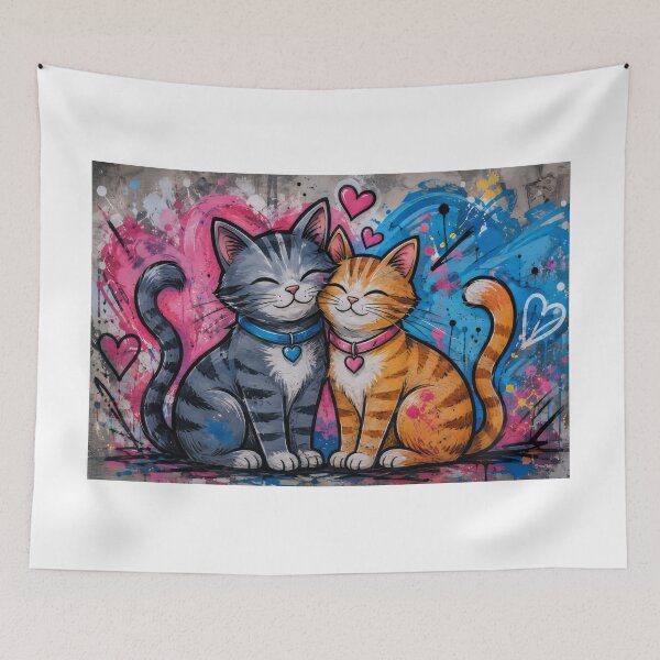 Item preview, Cats hugging under a heart designed and sold by karlosss.