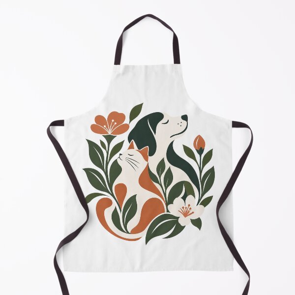 Item preview, Cat and Dog in Bloom – Peaceful Botanical Pet Illustration designed and sold by zzz888.