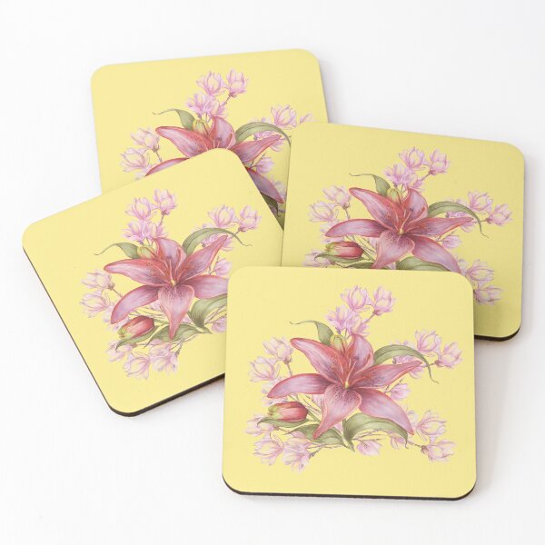 Item preview, Beautiful Pink Flowers On Yellow designed and sold by JonnaHurmerinta.