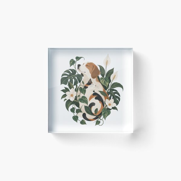 Item preview, Botanical Companions – Cat and Dog Among Tropical Flowers designed and sold by zzz888.