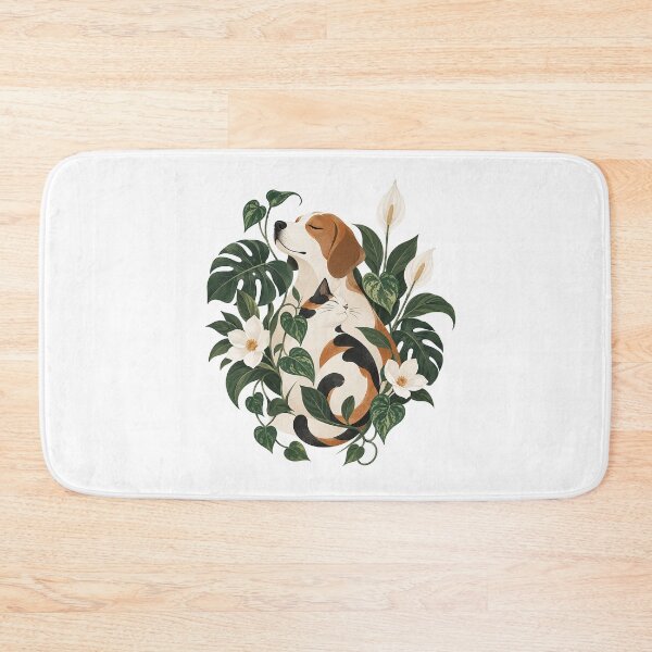 Item preview, Botanical Companions – Cat and Dog Among Tropical Flowers designed and sold by zzz888.
