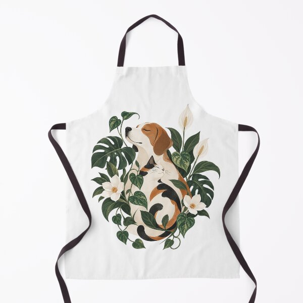 Item preview, Botanical Companions – Cat and Dog Among Tropical Flowers designed and sold by zzz888.
