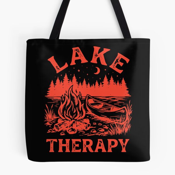 Item preview, Lake Therapy - Vintage Red Campfire & Canoe Outdoor Design designed and sold by BumbleBloom7.