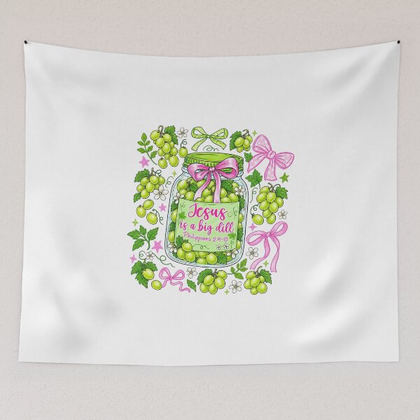 Item preview, Jesus Is A Big Dill Philippians 2:9-10 Coquette Pink Bow Jar designed and sold by Derekquie.