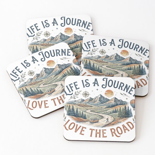 Item preview, "Life is a Journey, Love the Road" Mountain Landscape Graphic designed and sold by CreativeNest Prints.