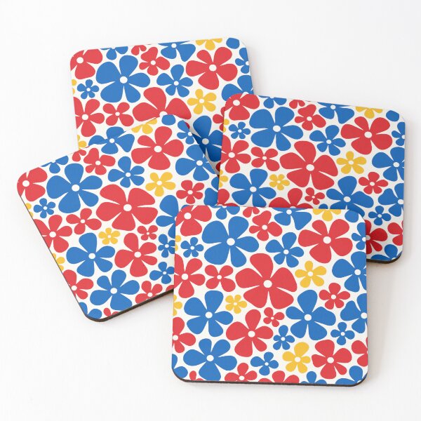 Item preview, Retro Pop Flowers – Red, Blue & Yellow designed and sold by lbl-shop.