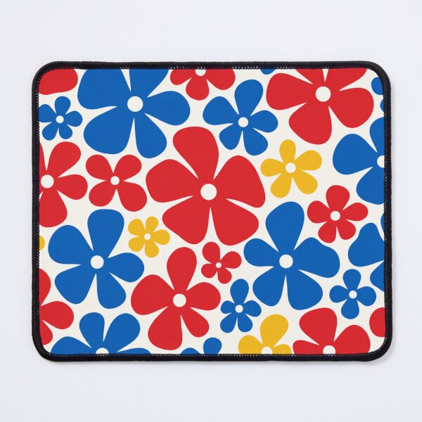 Item preview, Retro Pop Flowers – Red, Blue & Yellow designed and sold by lbl-shop.