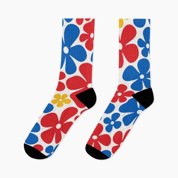 Item preview, Retro Pop Flowers – Red, Blue & Yellow designed and sold by lbl-shop.