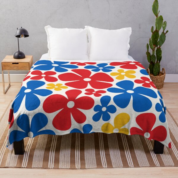 Item preview, Retro Pop Flowers – Red, Blue & Yellow designed and sold by lbl-shop.