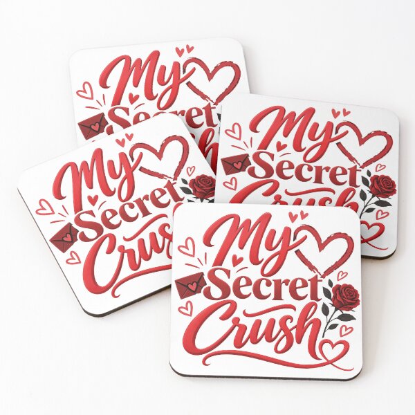 Item preview, My Secret Crush Romantic Love Rose Heart Red Typography designed and sold by Lovestickerco.