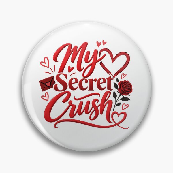 Item preview, My Secret Crush Romantic Love Rose Heart Red Typography designed and sold by Lovestickerco.