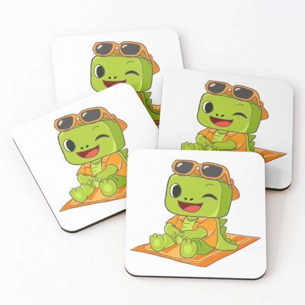 Item preview, Cute dinosaur cartoon character relaxing and sitting on beach mat during summer holiday illustration designed and sold by merona-design.
