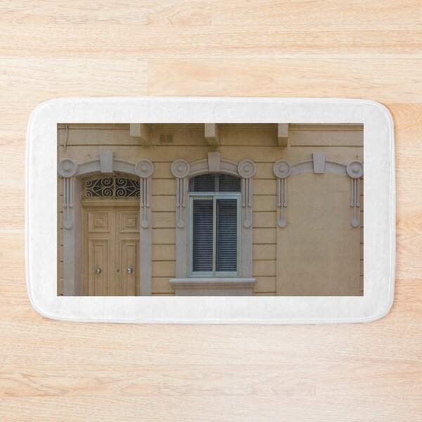 Item preview, Elegant Yellow Building Facade With Ornate Window and Door, Vintage Urban Architecture designed and sold by Nmallia.