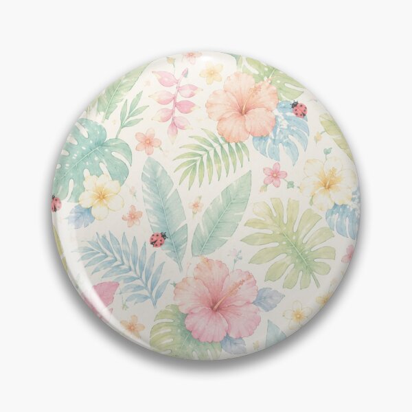 Item preview, Pastel Tropical Hibiscus & Monstera Leaves Pattern designed and sold by Skyrocketz.