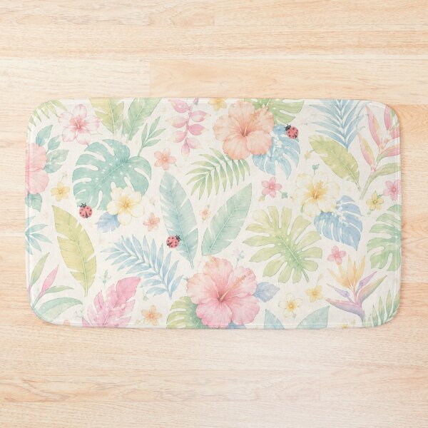 Item preview, Pastel Tropical Hibiscus & Monstera Leaves Pattern designed and sold by Skyrocketz.