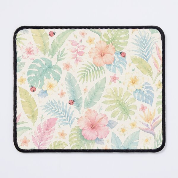 Item preview, Pastel Tropical Hibiscus & Monstera Leaves Pattern designed and sold by Skyrocketz.