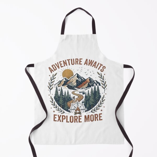 Item preview, Winding Mountain Trail Forest Expedition – Majestic Wilderness Landscape with Hiker, Compass, and Bonfire at Sunset designed and sold by CreativeNest Prints.