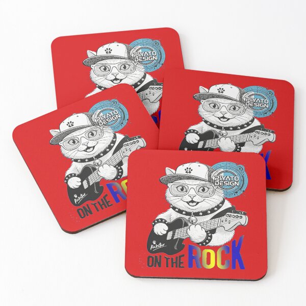 Item preview, Cat White On The Rock For Rockstar - Cool Guitarist Cat Graphic designed and sold by PIYATO941DESIGN.