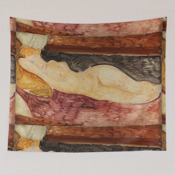 Item preview, Lying Nude by Amedeo Modigliani: Modern École de Paris Fine Art Print designed and sold by artofuniverse.