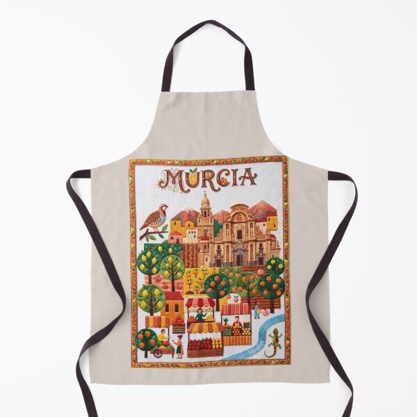 Item preview, Murcia Spain Embroidered Travel Art - Cathedral & Orchard City Stitched Poster designed and sold by Witsprings.