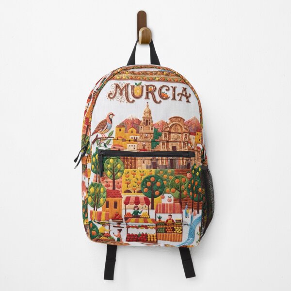 Item preview, Murcia Spain Embroidered Travel Art - Cathedral & Orchard City Stitched Poster designed and sold by Witsprings.