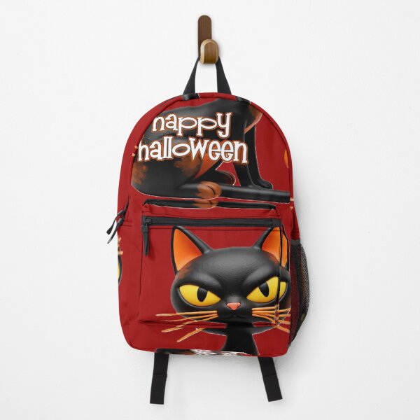 Item preview, happy halloween black cat orange eyes colorful typographic halloween design designed and sold by SmashingDeals.