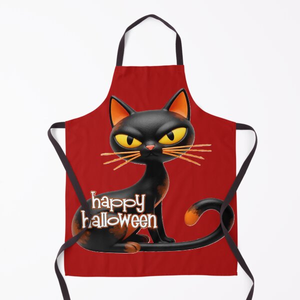 Aperçu de l'œuvre Joyeux Halloween ! Chat noir aux yeux orange, design typographique coloré pour Halloween créée et vendue par SmashingDeals.