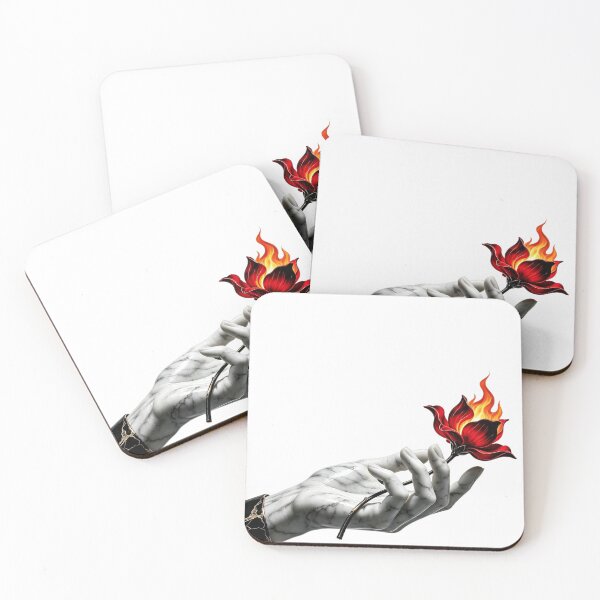 Item preview, marble hand holding a burning flower designed and sold by mixoubraw.