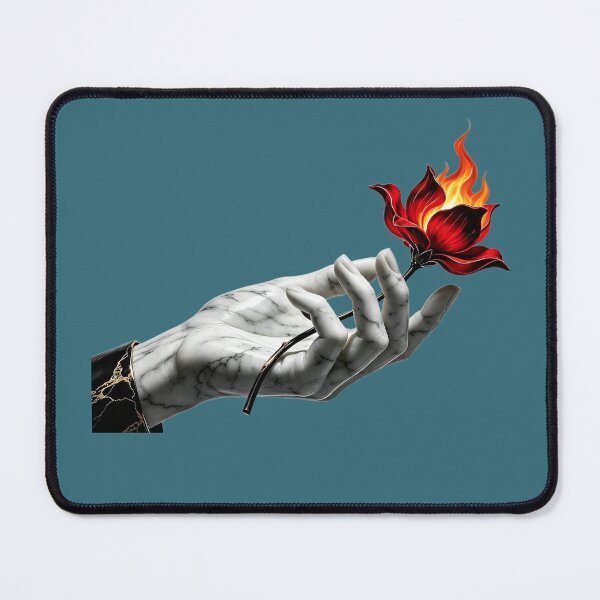 Item preview, marble hand holding a burning flower designed and sold by mixoubraw.
