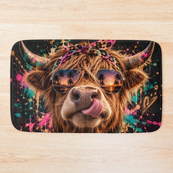 Item preview, Cool Highland Cow with Sunglasses and Bandana designed and sold by Fotografin1981.