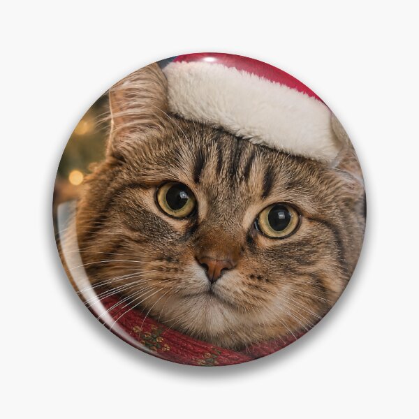 Item preview, cat head with a Santa hat and Christmas scarf designed and sold by karlosss.