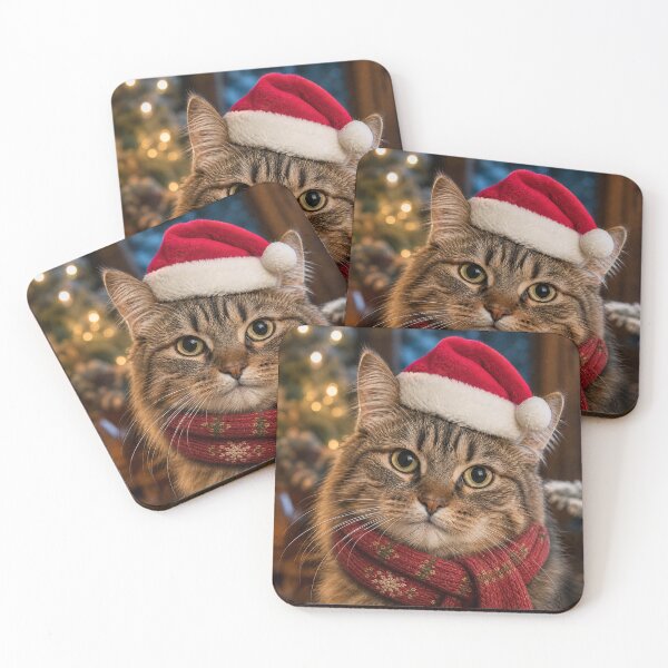 Item preview, cat head with a Santa hat and Christmas scarf designed and sold by karlosss.