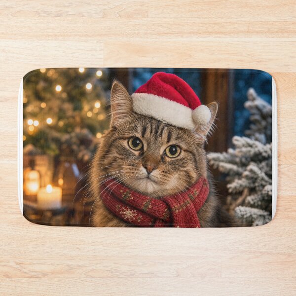 Item preview, cat head with a Santa hat and Christmas scarf designed and sold by karlosss.