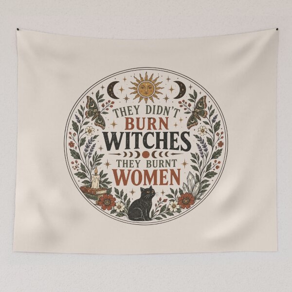 Item preview, They Didn't Burn Witches, Folk Art Feminist Quote, Women’s Rights Protest, Witchy Feminism, Empowering Feminist Gift designed and sold by Cchotlan.