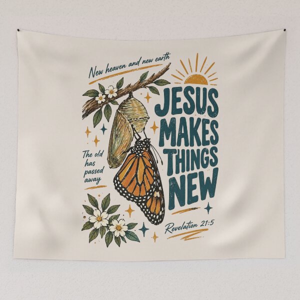 Item preview, esus Makes Things New, Revelation 21:5 Christian Quote, Butterfly Faith, Inspirational Scripture, Christian Hope and Renewal Gift designed and sold by Cchotlan.