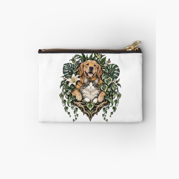 Item preview, Garden Best Friends – Golden Retriever and Cat in a Lush Botanical Nest designed and sold by zzz888.