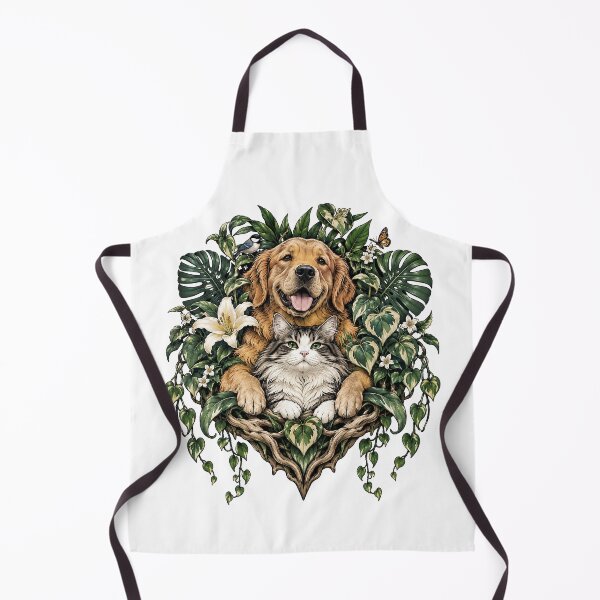 Item preview, Garden Best Friends – Golden Retriever and Cat in a Lush Botanical Nest designed and sold by zzz888.