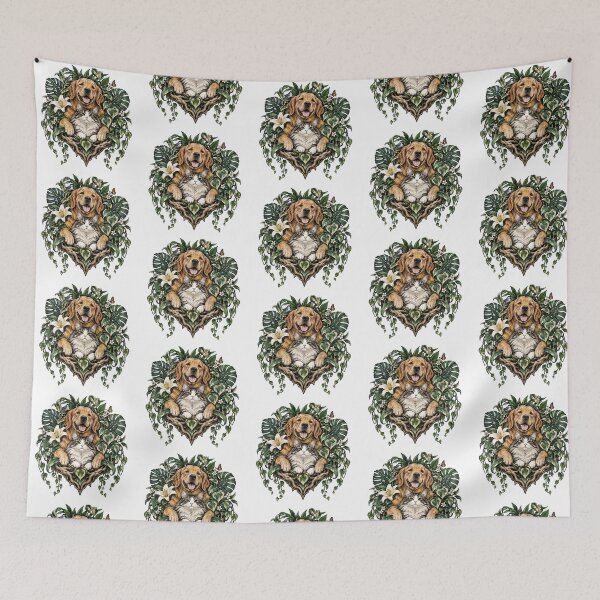 Item preview, Garden Best Friends – Golden Retriever and Cat in a Lush Botanical Nest designed and sold by zzz888.