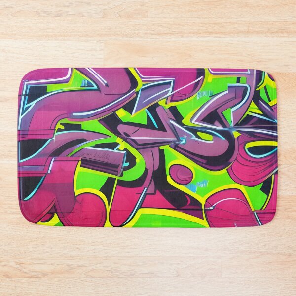 Item preview, Dusty Plum & Neon Lime Wildstyle - Canary Yellow Street Mural | 081 designed and sold by City Graffix Design Co..