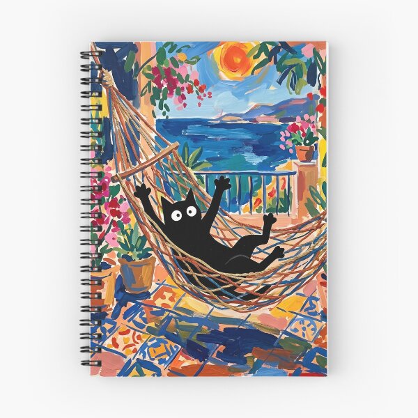 Item preview, Black Cat Balancing on Swinging Hammock Matisse Style Painting designed and sold by DuckOddity.