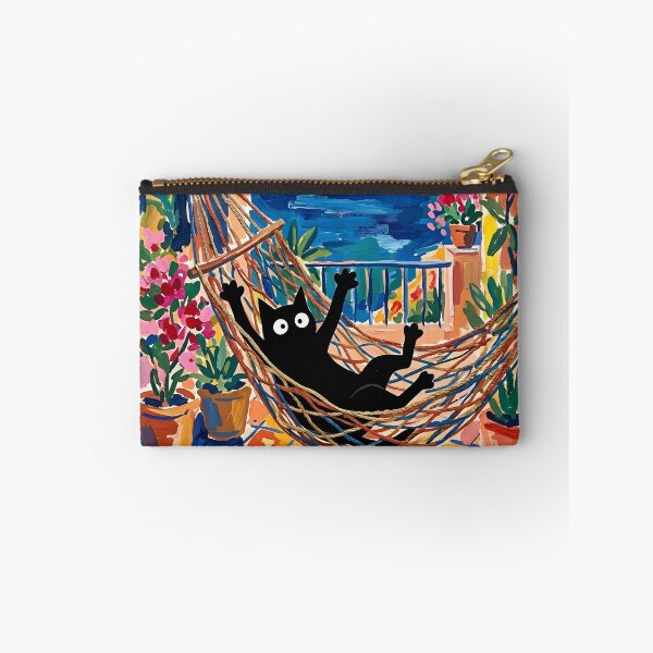 Item preview, Black Cat Balancing on Swinging Hammock Matisse Style Painting designed and sold by DuckOddity.